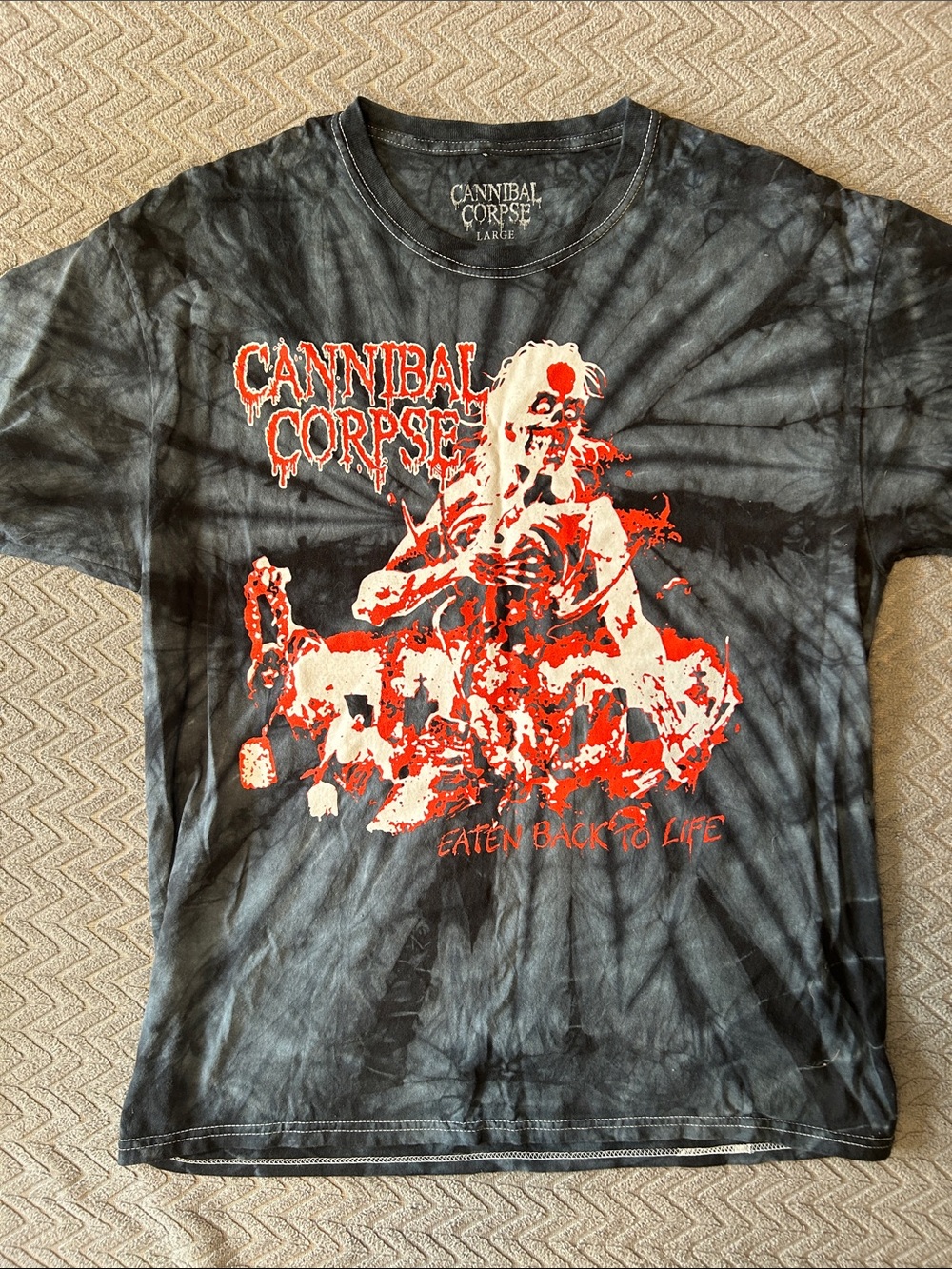 Tie-Dye Graphic Tee in Black and Red - Women’s Short Sleeve